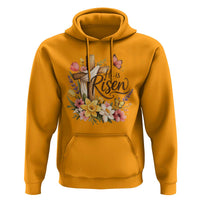 He Is Risen Floral Cross Christian Easter Hoodie Spring Flowers Butterfly Faith Inspirational Gift