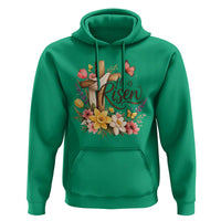 He Is Risen Floral Cross Christian Easter Hoodie Spring Flowers Butterfly Faith Inspirational Gift