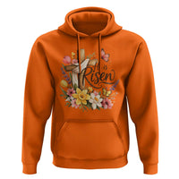 He Is Risen Floral Cross Christian Easter Hoodie Spring Flowers Butterfly Faith Inspirational Gift