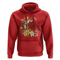 He Is Risen Floral Cross Christian Easter Hoodie Spring Flowers Butterfly Faith Inspirational Gift