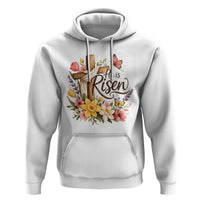 He Is Risen Floral Cross Christian Easter Hoodie Spring Flowers Butterfly Faith Inspirational Gift