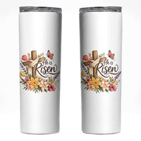 He Is Risen Floral Cross Christian Easter Skinny Tumbler Spring Flowers Butterfly Faith Inspirational Gift