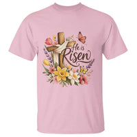 He Is Risen Floral Cross Christian Easter T Shirt Spring Flowers Butterfly Faith Inspirational Gift