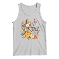 He Is Risen Floral Cross Christian Easter Tank Top Spring Flowers Butterfly Faith Inspirational Gift