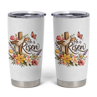 He Is Risen Floral Cross Christian Easter Tumbler Cup Spring Flowers Butterfly Faith Inspirational Gift