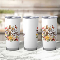 He Is Risen Floral Cross Christian Easter Tumbler Cup Spring Flowers Butterfly Faith Inspirational Gift