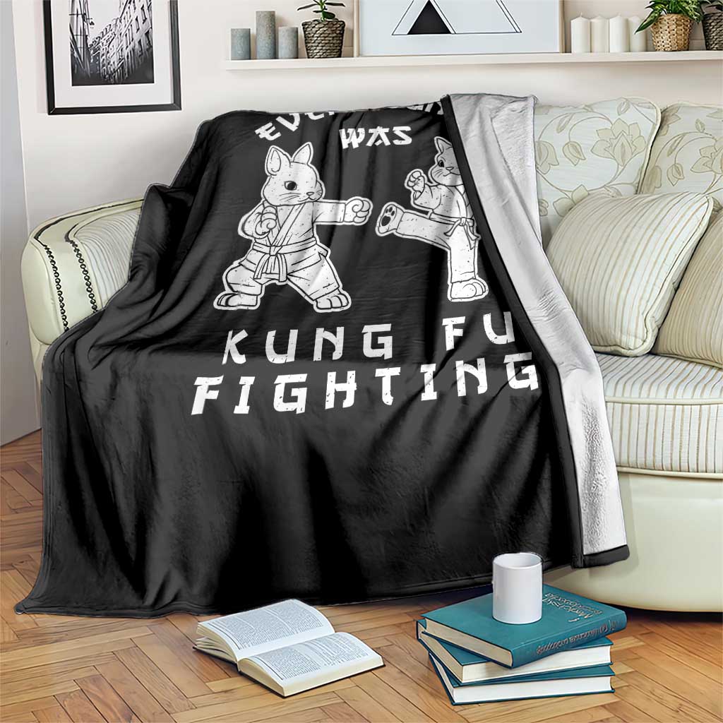 Funny Easter Rabbit Martial Arts Throw Blanket Every Bunny Was Kung Fu Fighting Cute Bunny Humor Gift