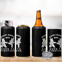 Funny Easter Rabbit Martial Arts 4 in 1 Can Cooler Tumbler Every Bunny Was Kung Fu Fighting Cute Bunny Humor Gift