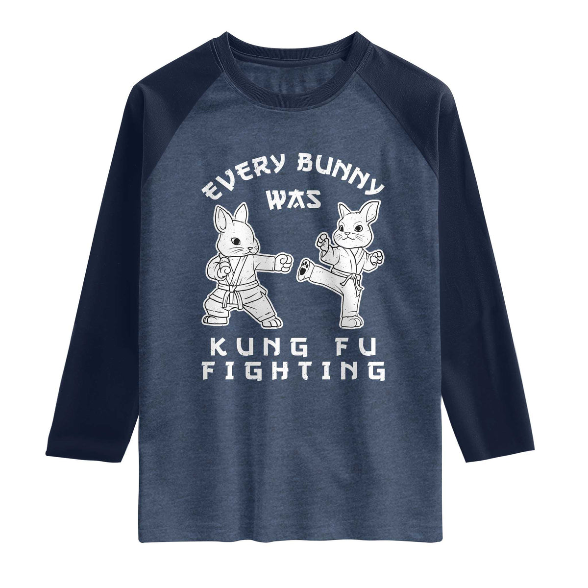 Funny Easter Rabbit Martial Arts Raglan Shirt Every Bunny Was Kung Fu Fighting Cute Bunny Humor Gift