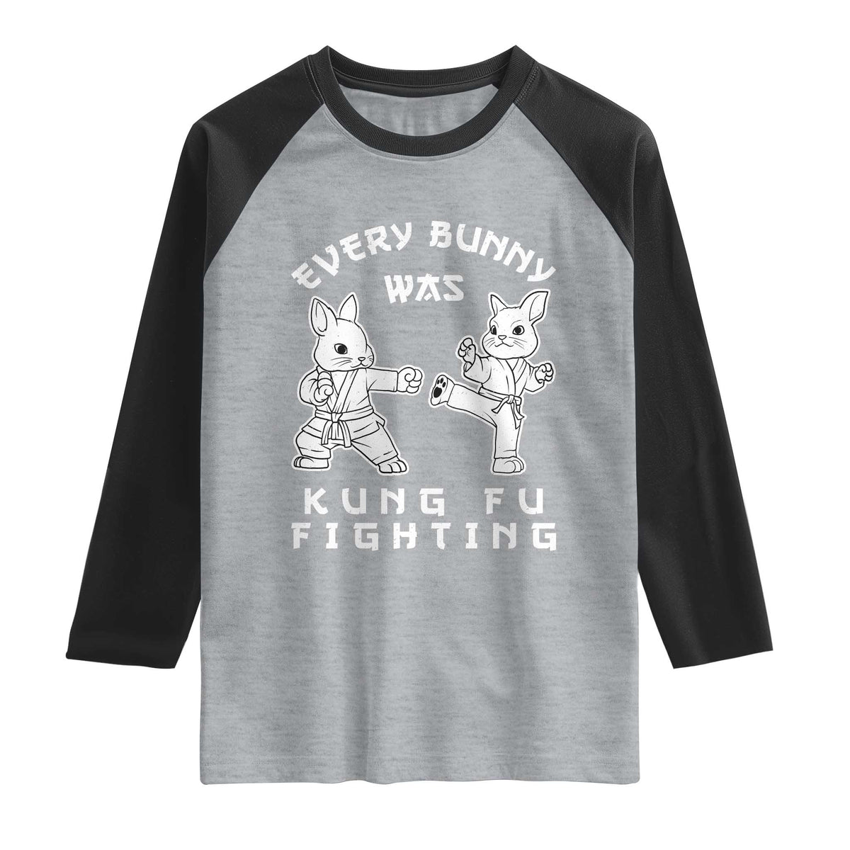 Funny Easter Rabbit Martial Arts Raglan Shirt Every Bunny Was Kung Fu Fighting Cute Bunny Humor Gift