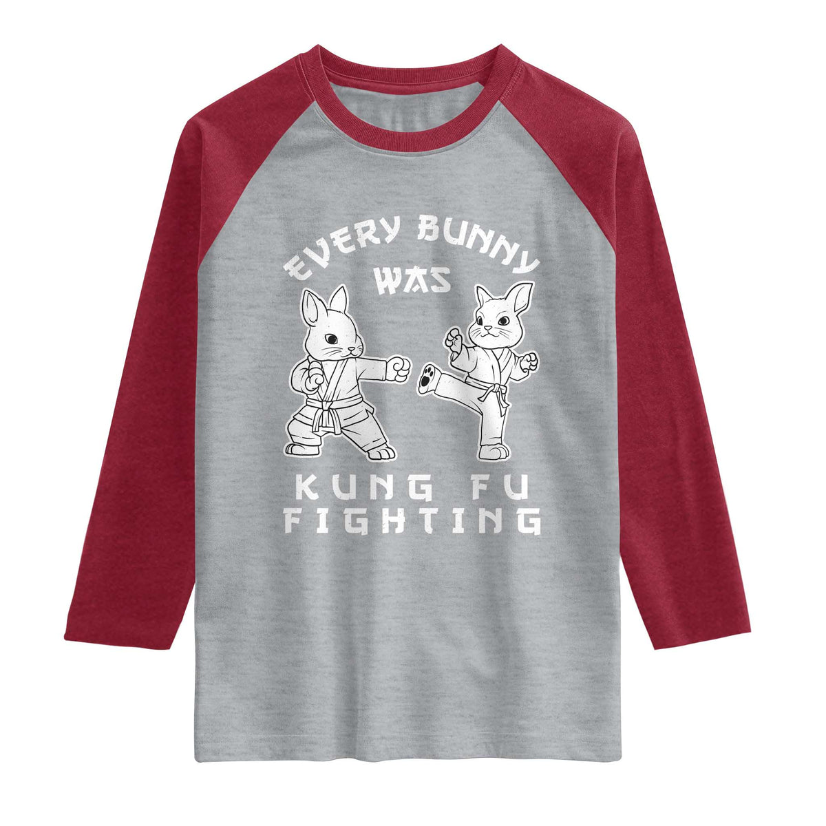 Funny Easter Rabbit Martial Arts Raglan Shirt Every Bunny Was Kung Fu Fighting Cute Bunny Humor Gift