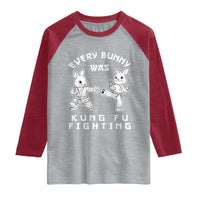 Funny Easter Rabbit Martial Arts Raglan Shirt Every Bunny Was Kung Fu Fighting Cute Bunny Humor Gift