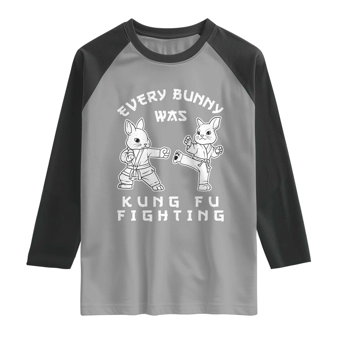 Funny Easter Rabbit Martial Arts Raglan Shirt Every Bunny Was Kung Fu Fighting Cute Bunny Humor Gift