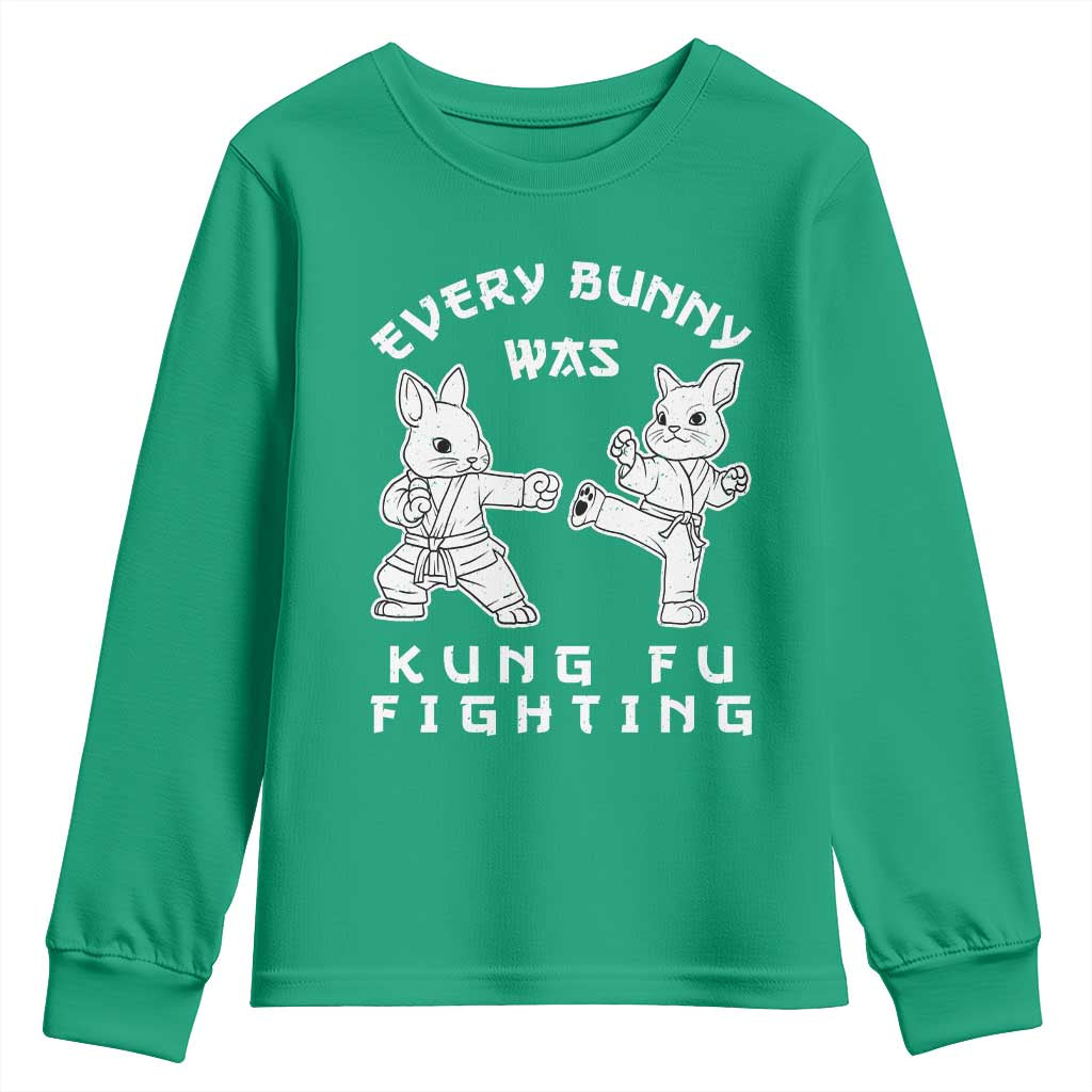 Funny Easter Rabbit Martial Arts Youth Sweatshirt Every Bunny Was Kung Fu Fighting Cute Bunny Humor Gift