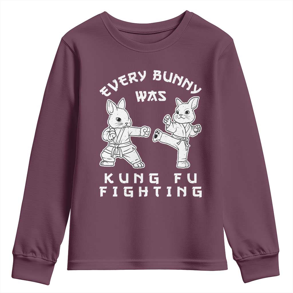 Funny Easter Rabbit Martial Arts Youth Sweatshirt Every Bunny Was Kung Fu Fighting Cute Bunny Humor Gift