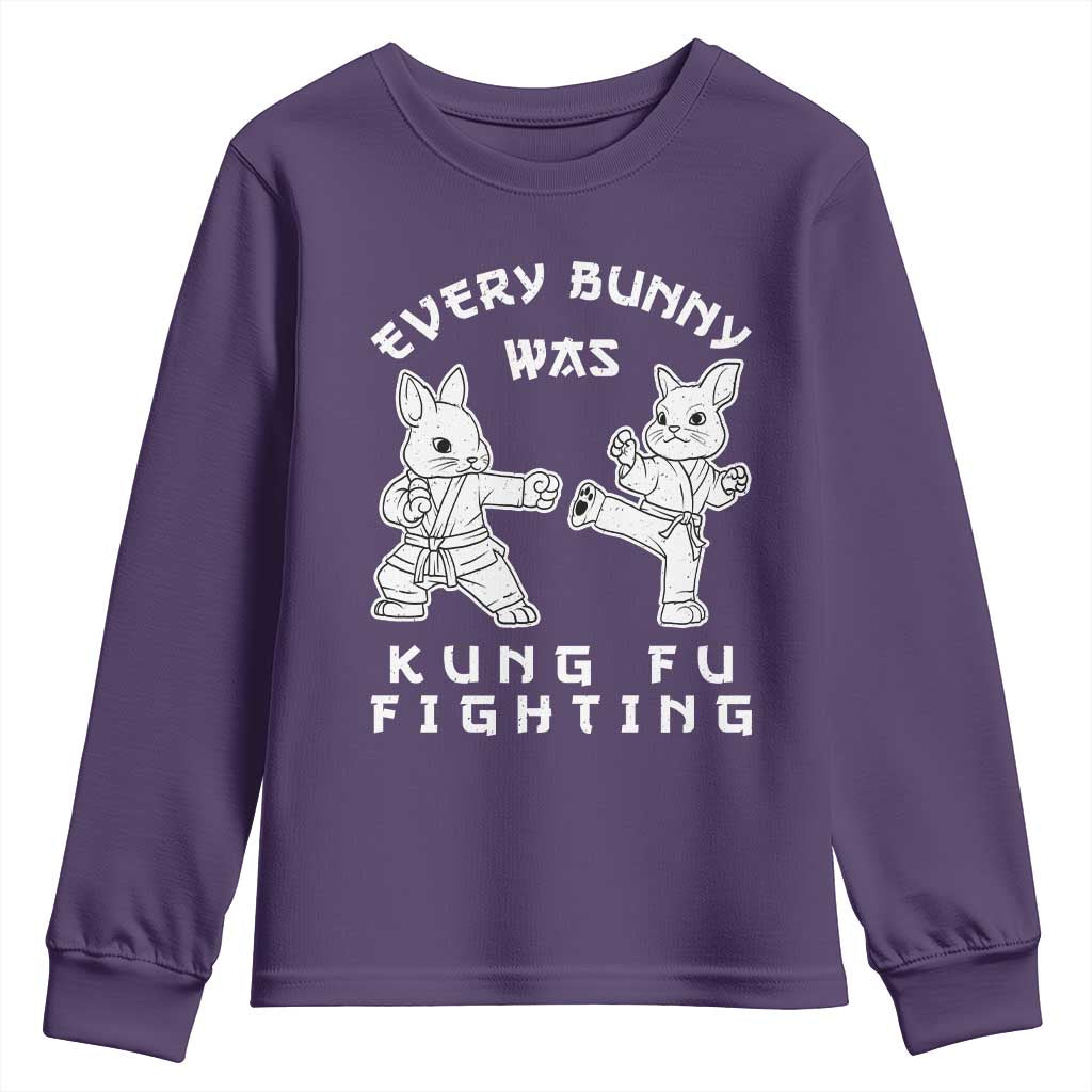 Funny Easter Rabbit Martial Arts Youth Sweatshirt Every Bunny Was Kung Fu Fighting Cute Bunny Humor Gift