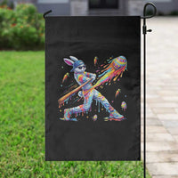 Cool Easter Bunny Baseball Player Neon Paint Splash Graphic Garden Flag Funny Rabbit Sports with Egg Bat Hit Gift
