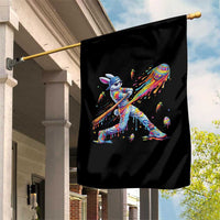 Cool Easter Bunny Baseball Player Neon Paint Splash Graphic Garden Flag Funny Rabbit Sports with Egg Bat Hit Gift