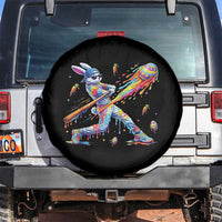 Cool Easter Bunny Baseball Player Neon Paint Splash Graphic Spare Tire Cover Funny Rabbit Sports with Egg Bat Hit Gift