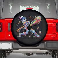 Cool Easter Bunny Baseball Player Neon Paint Splash Graphic Spare Tire Cover Funny Rabbit Sports with Egg Bat Hit Gift