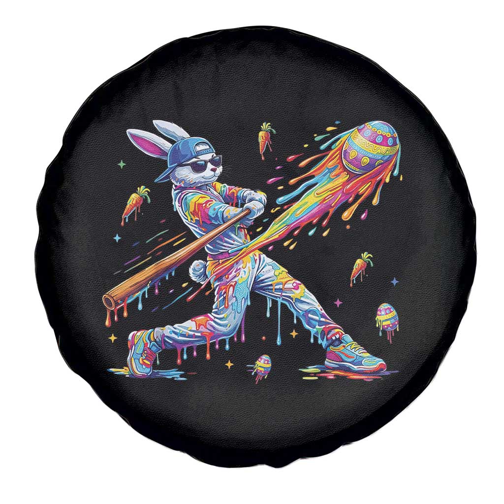 Cool Easter Bunny Baseball Player Neon Paint Splash Graphic Spare Tire Cover Funny Rabbit Sports with Egg Bat Hit Gift