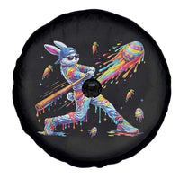 Cool Easter Bunny Baseball Player Neon Paint Splash Graphic Spare Tire Cover Funny Rabbit Sports with Egg Bat Hit Gift