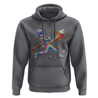 Cool Easter Bunny Baseball Player Neon Paint Splash Graphic Hoodie Funny Rabbit Sports with Egg Bat Hit Gift