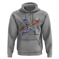 Cool Easter Bunny Baseball Player Neon Paint Splash Graphic Hoodie Funny Rabbit Sports with Egg Bat Hit Gift