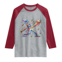 Cool Easter Bunny Baseball Player Neon Paint Splash Graphic Raglan Shirt Funny Rabbit Sports with Egg Bat Hit Gift