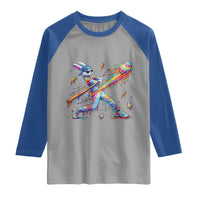 Cool Easter Bunny Baseball Player Neon Paint Splash Graphic Raglan Shirt Funny Rabbit Sports with Egg Bat Hit Gift