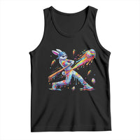 Cool Easter Bunny Baseball Player Neon Paint Splash Graphic Tank Top Funny Rabbit Sports with Egg Bat Hit Gift