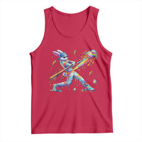 Cool Easter Bunny Baseball Player Neon Paint Splash Graphic Tank Top Funny Rabbit Sports with Egg Bat Hit Gift