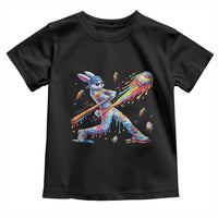 Cool Easter Bunny Baseball Player Neon Paint Splash Graphic Toddler T Shirt Funny Rabbit Sports with Egg Bat Hit Gift