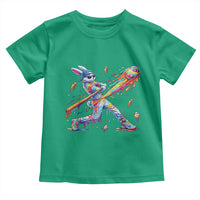 Cool Easter Bunny Baseball Player Neon Paint Splash Graphic Toddler T Shirt Funny Rabbit Sports with Egg Bat Hit Gift