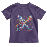 Cool Easter Bunny Baseball Player Neon Paint Splash Graphic Toddler T Shirt Funny Rabbit Sports with Egg Bat Hit Gift