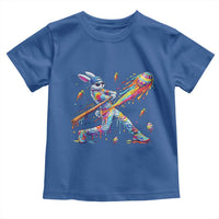Cool Easter Bunny Baseball Player Neon Paint Splash Graphic Toddler T Shirt Funny Rabbit Sports with Egg Bat Hit Gift
