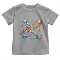 Cool Easter Bunny Baseball Player Neon Paint Splash Graphic Toddler T Shirt Funny Rabbit Sports with Egg Bat Hit Gift