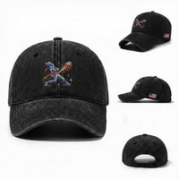 Cool Easter Bunny Baseball Player Neon Paint Splash Graphic Washed Cotton Baseball Cap Funny Rabbit Sports with Egg Bat Hit Gift