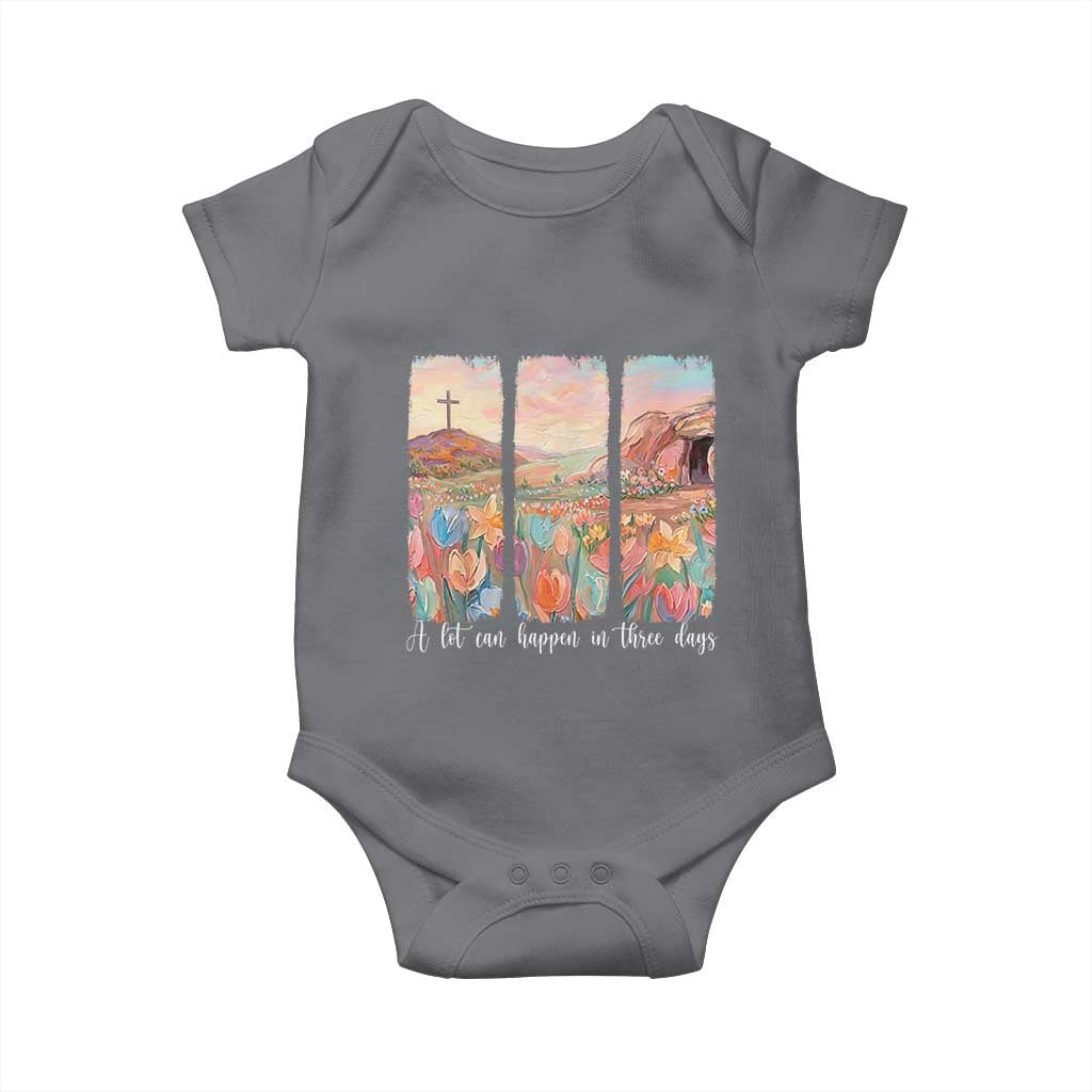 A Lot Can Happen In Three Days Christian Easter Baby Onesie Empty Tomb Cross Landscape Faith Inspirational Gift