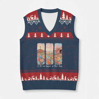 A Lot Can Happen In Three Days Christian Easter V-Neck Knit Sweater Vest Empty Tomb Cross Landscape Faith Inspirational Gift