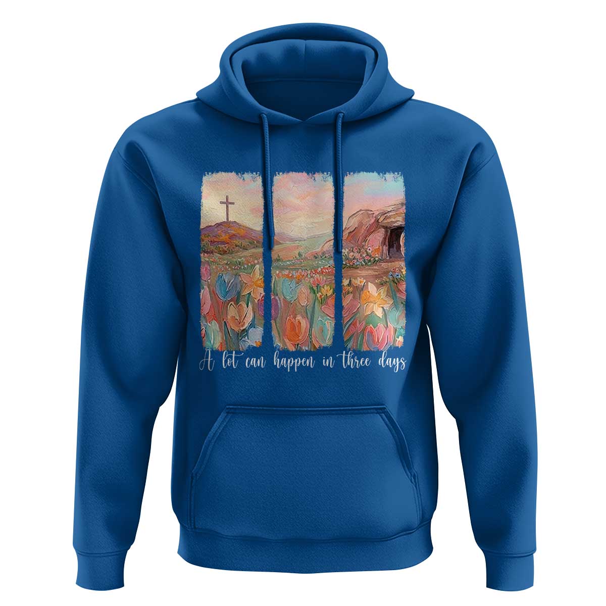 A Lot Can Happen In Three Days Christian Easter Hoodie Empty Tomb Cross Landscape Faith Inspirational Gift