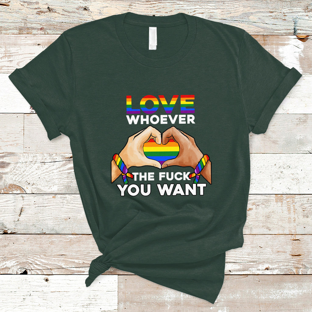 Gay Pride T Shirt Love Whoever The F You Want LGBTQ Rainbow LGBT Pride Month - Wonder Print Shop