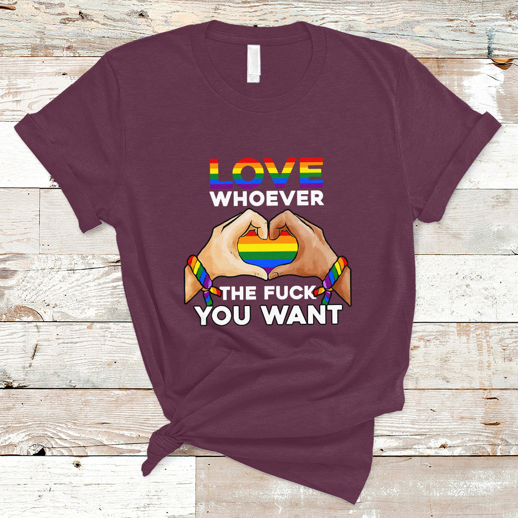Gay Pride T Shirt Love Whoever The F You Want LGBTQ Rainbow LGBT Pride Month - Wonder Print Shop