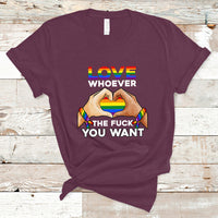 Gay Pride T Shirt Love Whoever The F You Want LGBTQ Rainbow LGBT Pride Month - Wonder Print Shop