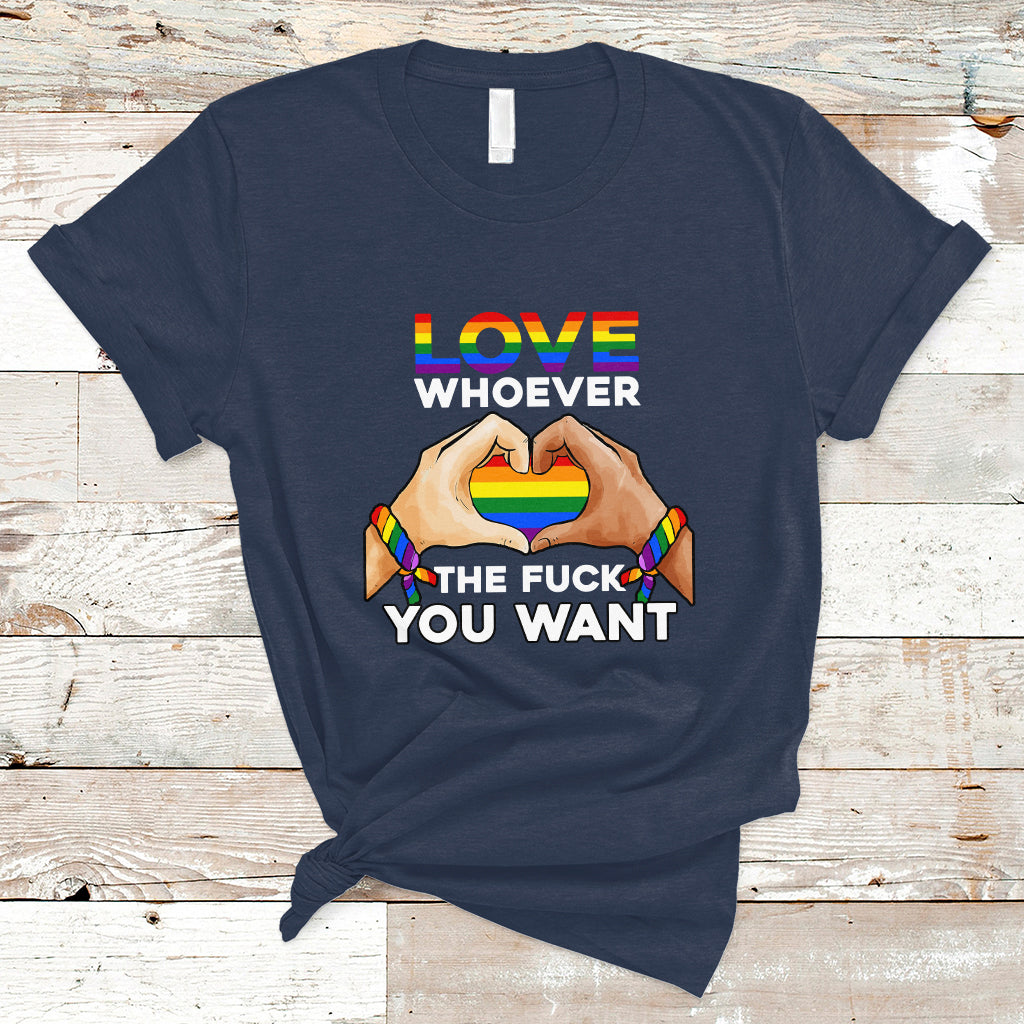 Gay Pride T Shirt Love Whoever The F You Want LGBTQ Rainbow LGBT Pride Month - Wonder Print Shop