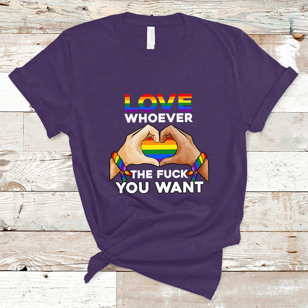 Gay Pride T Shirt Love Whoever The F You Want LGBTQ Rainbow LGBT Pride Month - Wonder Print Shop