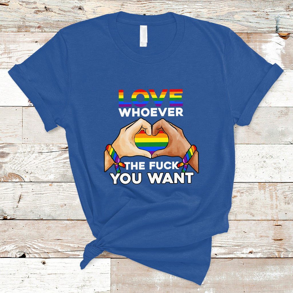 Gay Pride T Shirt Love Whoever The F You Want LGBTQ Rainbow LGBT Pride Month - Wonder Print Shop