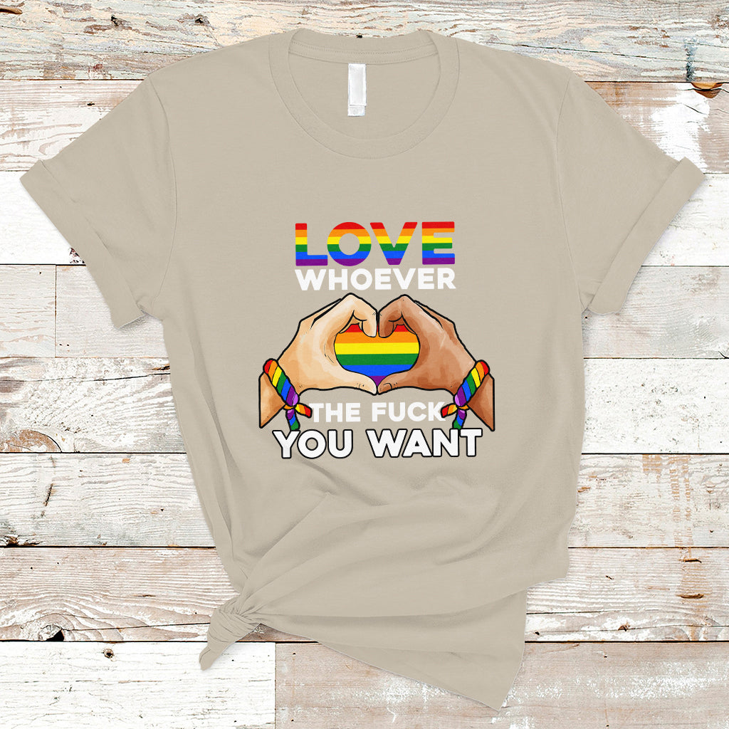 Gay Pride T Shirt Love Whoever The F You Want LGBTQ Rainbow LGBT Pride Month - Wonder Print Shop
