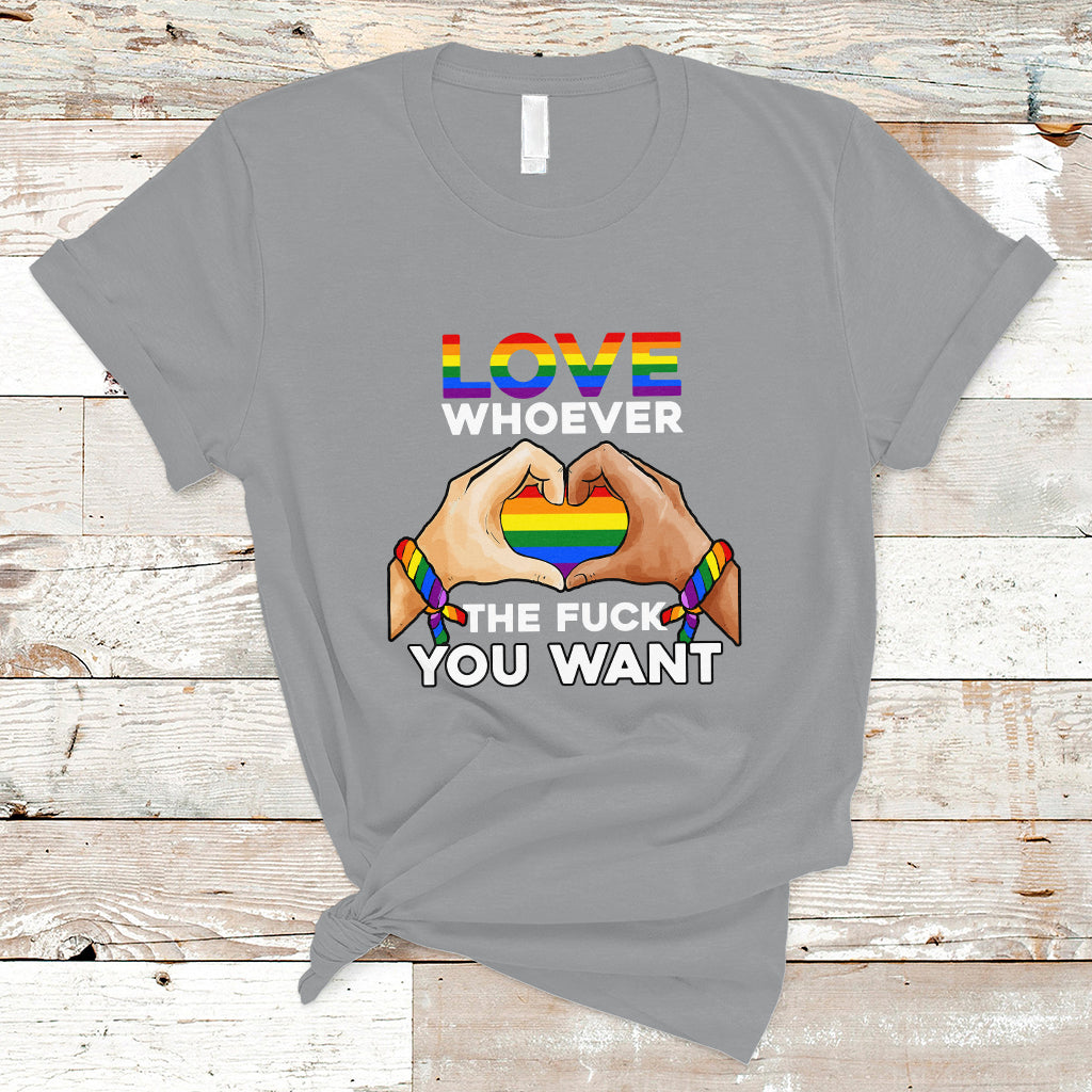 Gay Pride T Shirt Love Whoever The F You Want LGBTQ Rainbow LGBT Pride Month - Wonder Print Shop