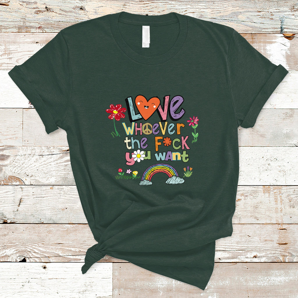Gay Pride T Shirt Love Whoever The F You Want LGBTQ LGBT Pride Month Cute - Wonder Print Shop